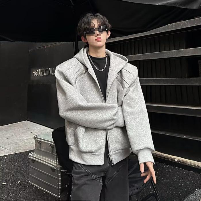 2025 Men s Hooded Cotton Cardigan - Black Casual Spring/Autumn Sport Hoodie 2XL