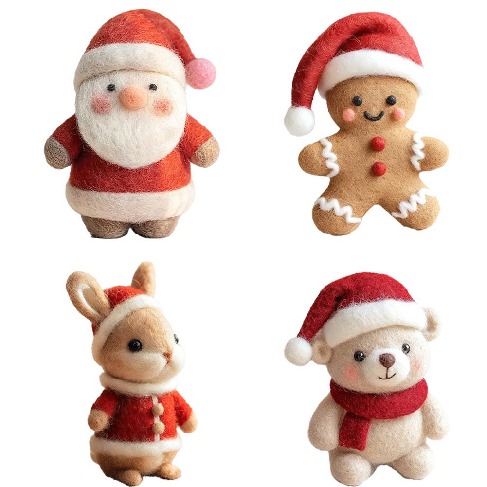 1/4Pcs Felt Christmas Friend Cute Santa Claus & Elk Snowman Gingerbread Man Plush Toys Stuffed Animal Doll Christmas Gifts