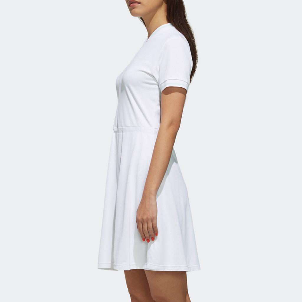 adidas Neo Logo Solid Color Three Stripes Color Block Sports Slim Fit Zipper Breathable Short Sleeve Dress Women Dresses White DZ9283