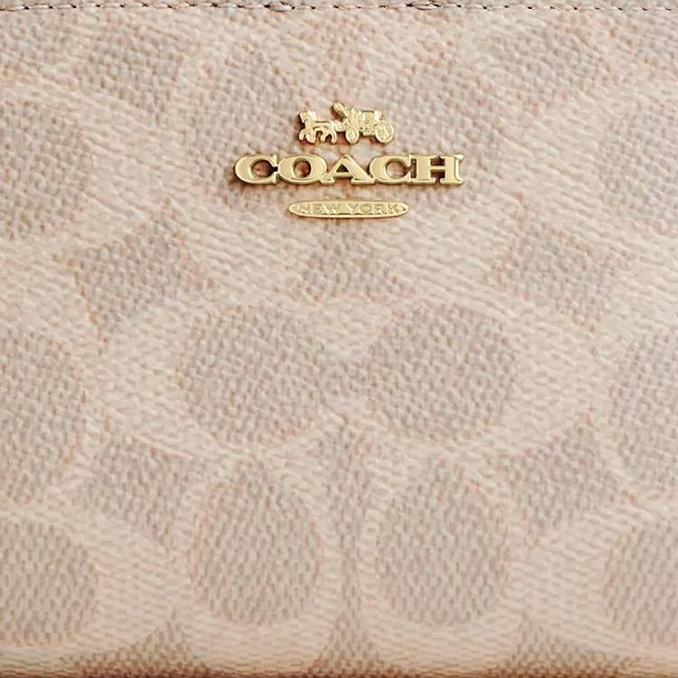 COACH Snap Wallet Coated Canvas Wallet Womens Sand