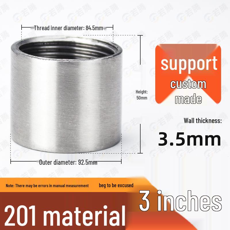304 Stainless Steel Double Female Thread Pipe Fitting, Internal Thread, 4 to 6 Points, 1 Inch