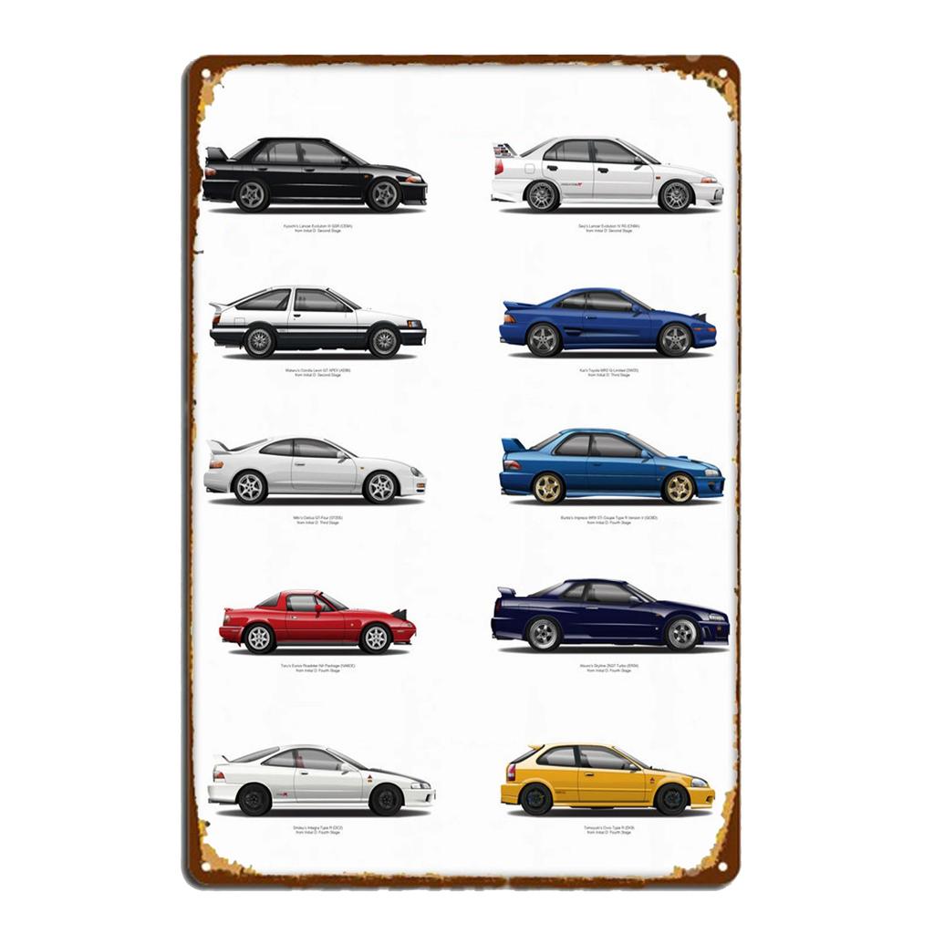 Sportovní vůz AE86 Výkonový parametr Plakát Vintage Plakety Kovová plechová cedule Garáž Bar Dekor Dekor Talíř Umělecký Nástěnný Talíř Pocínované Cedule