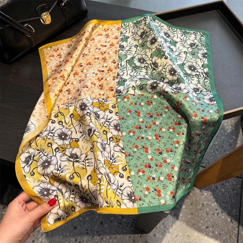

Scarf, mulberry silk scarf, fashionable and artistic floral silk scarf, women s small neck scarf 53*53cm