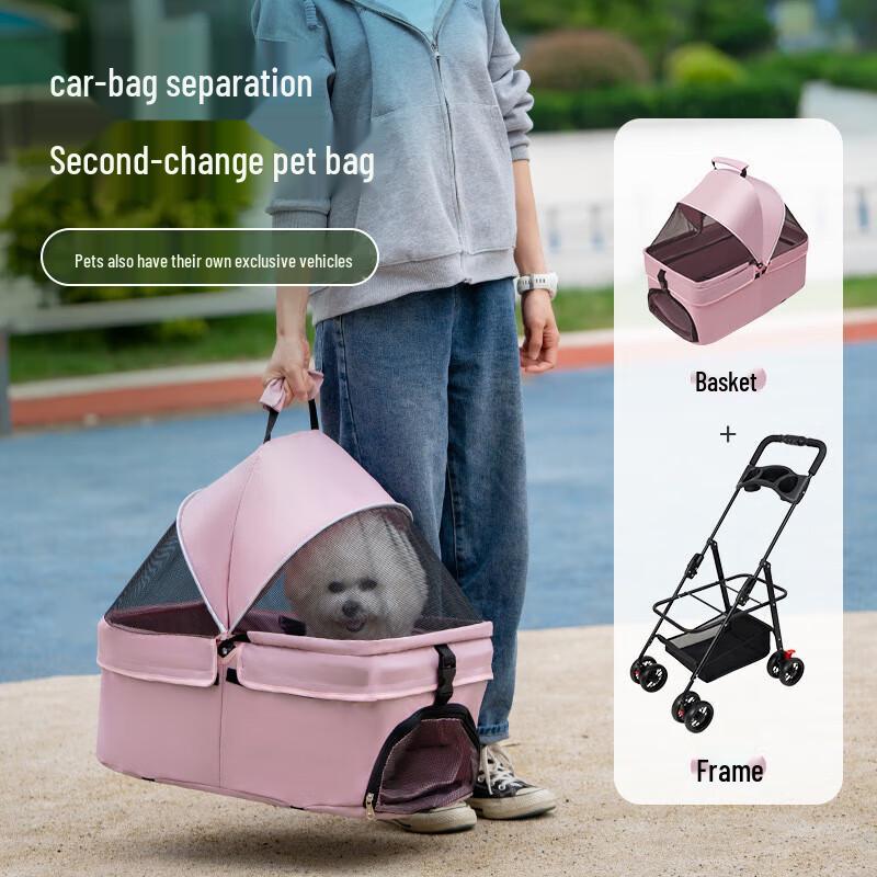 JINGRUIXIANG Lightweight Foldable Pet Stroller with Tray