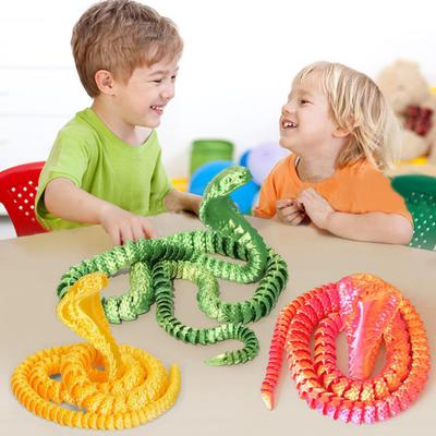 3D Printed Snake Figurine Movable Joints Snake Figure Articulated Animal Model Toy Home Office