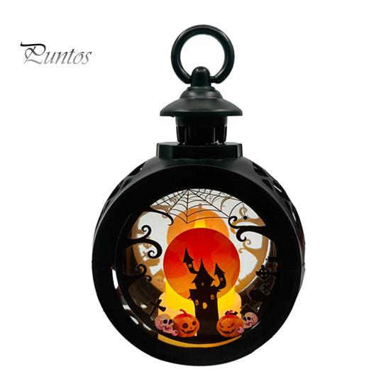 LED Decorative Flame Light Halloween Retro Pumpkin Lantern, Electronic Candle Light, Vintage Portable Handheld Lamp for Bar Haunted House Decor