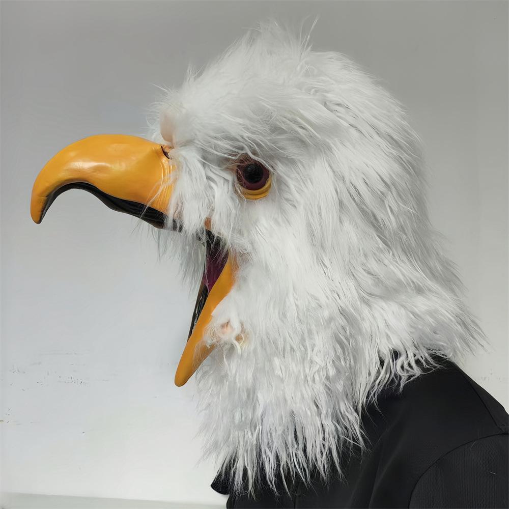 Open Mouth Eagle Mask Shut Up White Eagle Hood Hand Claws White Plush Eagle Headdress Dance Bar Festival Show Props