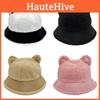 Winter Ear Bear Fisherman Hat Windproof  Warmth Plush Bucket Cap Outdoor Gift