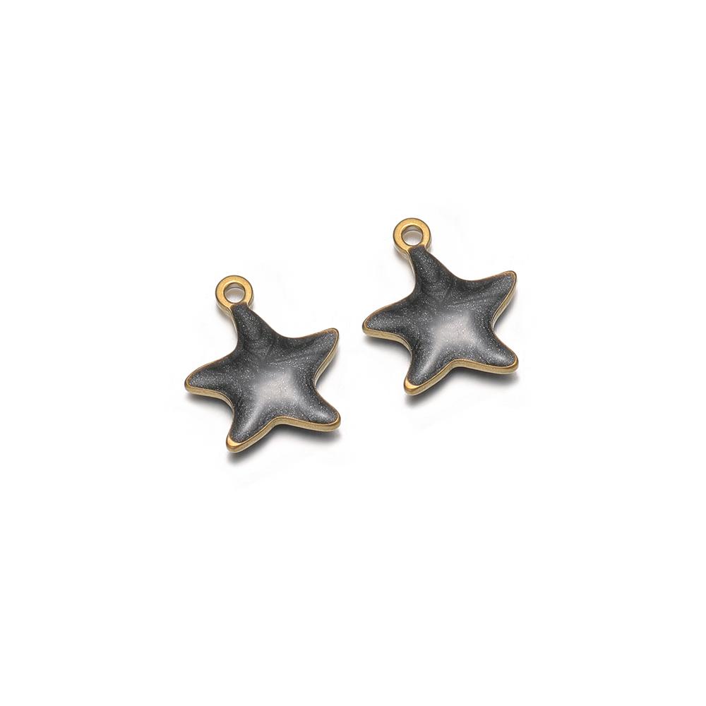 

20pcs Stainless Steel Enamel Star Women Girls Cute Bracelet Decoration Summer Necklace Charms DIY Jewelry Accessories Making чорний