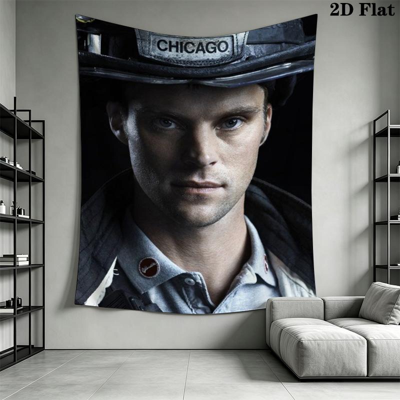 Chicago Fire Wall Tapestry Aesthetic Wall Hanging Printed Fabric Blanket Decorative Tapestries for Bedroom Living Room Home Decor