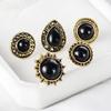 European and American Retro Gemstone Water Drop Stud Earrings Set - 5 Pairs