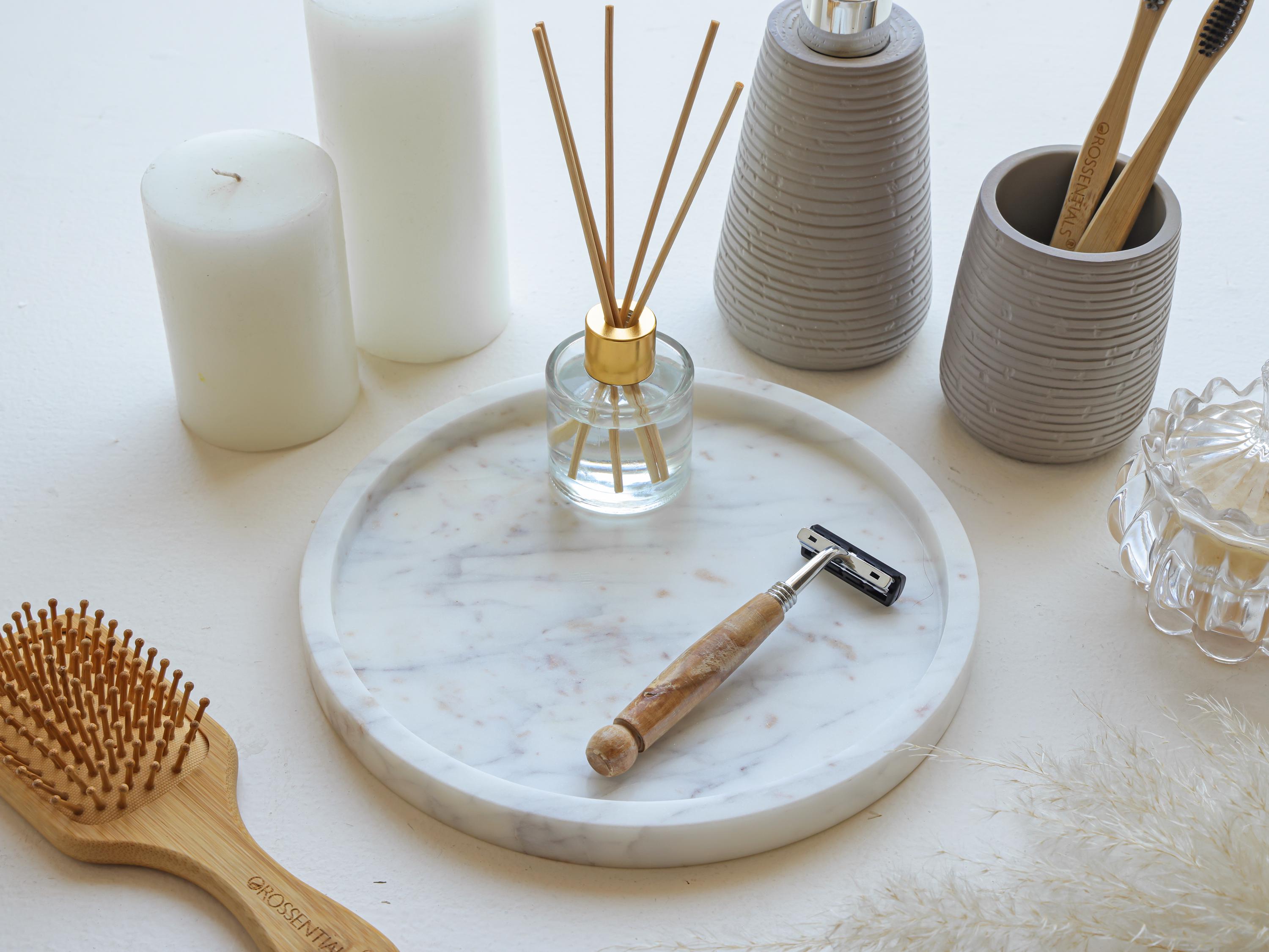 

Круглый поднос из белого мрамора: Элегантный домашний декор (9-дюймовый) белый