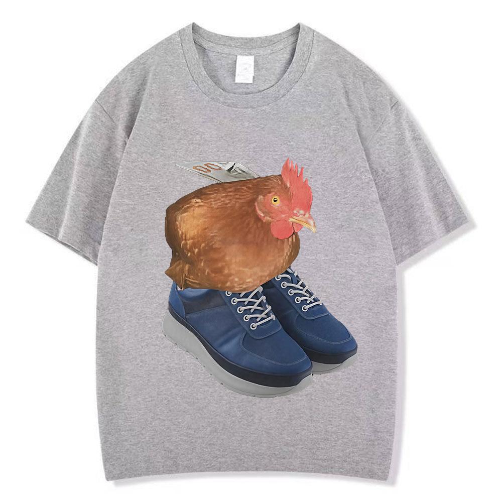 

Funny Meme Chicken with Shoes Printed T Shirt Unisex Women Casual Cotton Short Sleeve TShirts Fashion Harajuku Hiphop Tshirt Top 4XL
