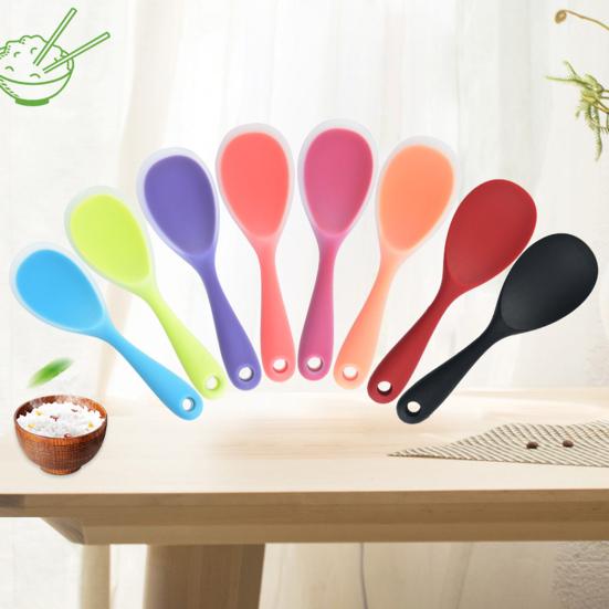 Silicone Rice Spoon Solid Color Non-stick Meal Pot Pan Scoop Kitchen Utensils