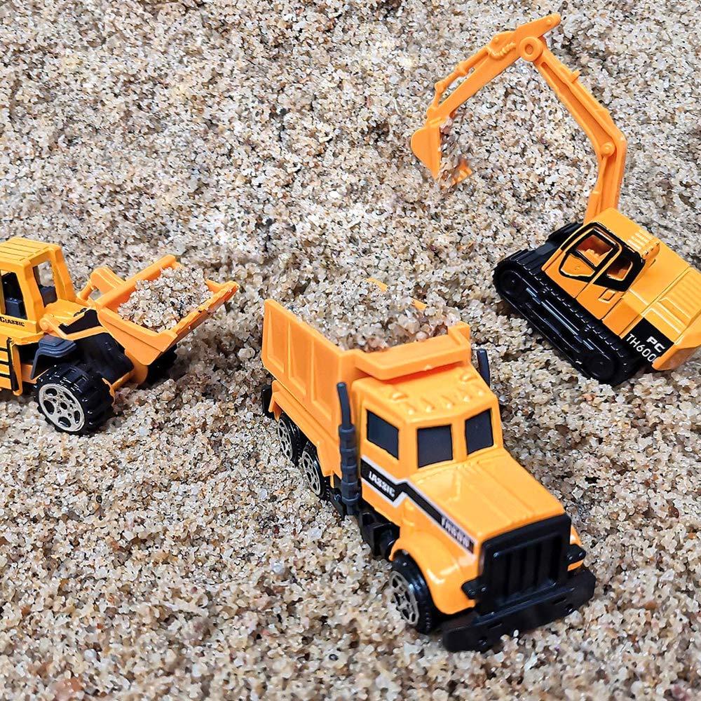 CORPER TOYS Miniature Construction Vehicle Dump Toy Model Construction Site Collection 6-Car Set, Excavator, Truck, Car,