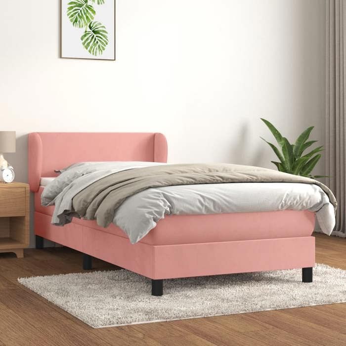 3127354 vidaXL Lit à sommier tapissier avec matelas Rose 90x200 cm Velours