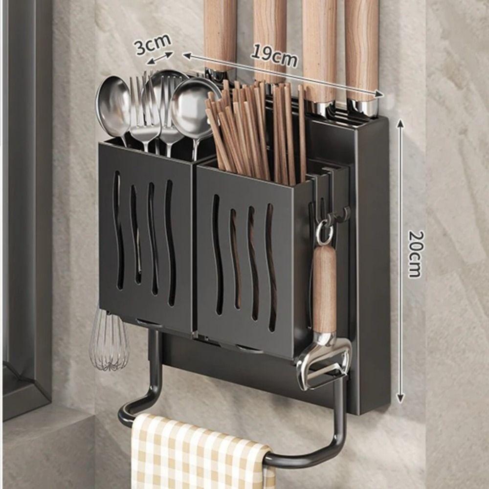 Wall-Mounted Kitchen Utensil Rack Punch Free Chopstick Barrel  for Kitchen