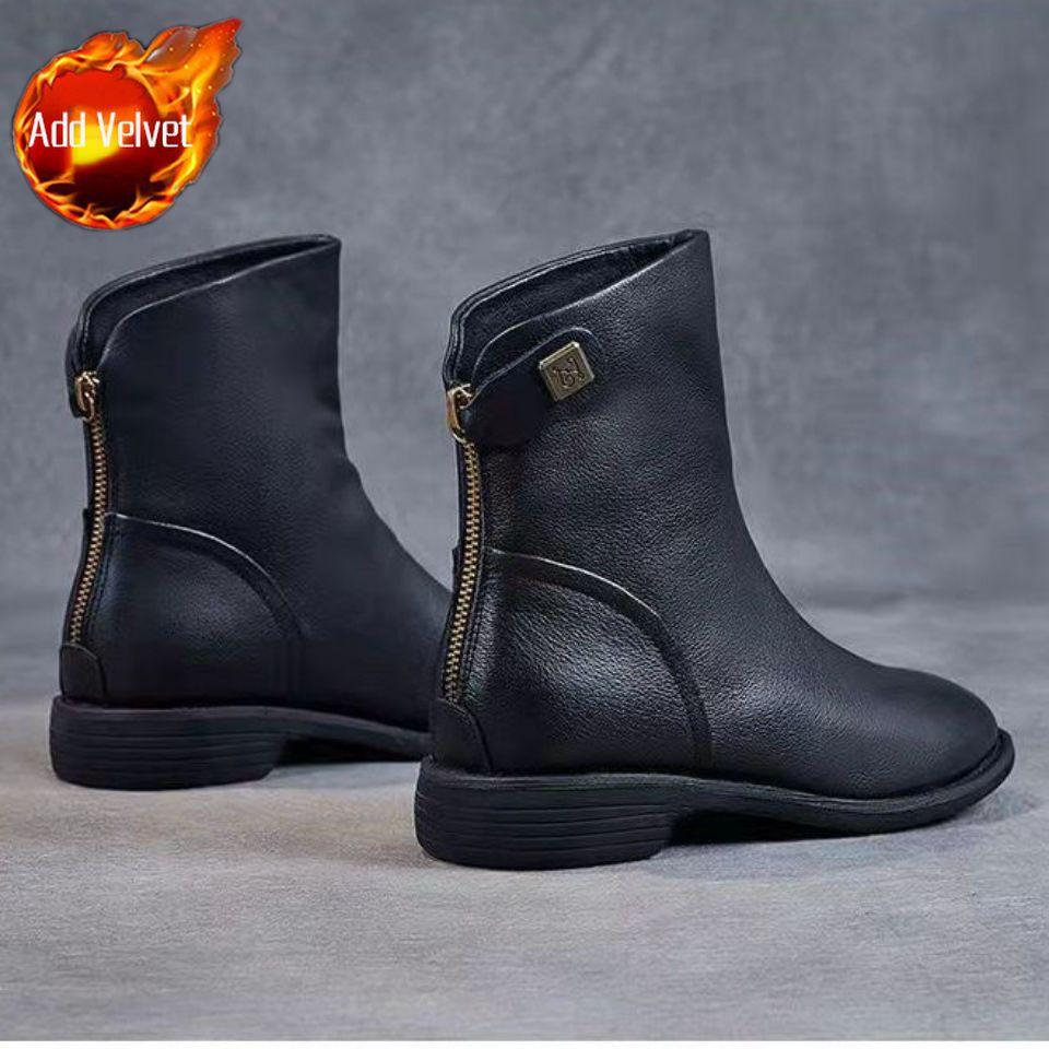 Fashion Zip Lightweight Women's Ankle Boots British Style Plain Booties On Offer Designer Luxury Y2k Autumn Goth Pu Female Short Shoes
