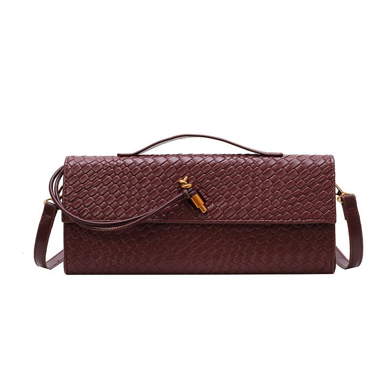 New Woven Bag Single Shoulder Baguette Bag Niche High-end Horizontal Hand-held Dinner Bag Crossbody Versatile Temperament Bag