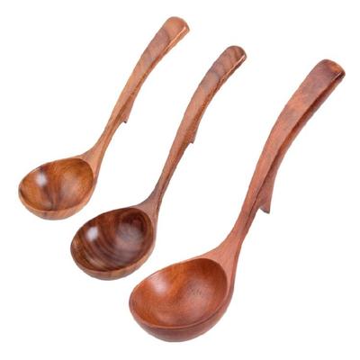 Natural Grains Wooden Stirring Ladle Heat Resistant Handle Hanging Kitchen Utensils User Friendly Wooden Serving Spoon