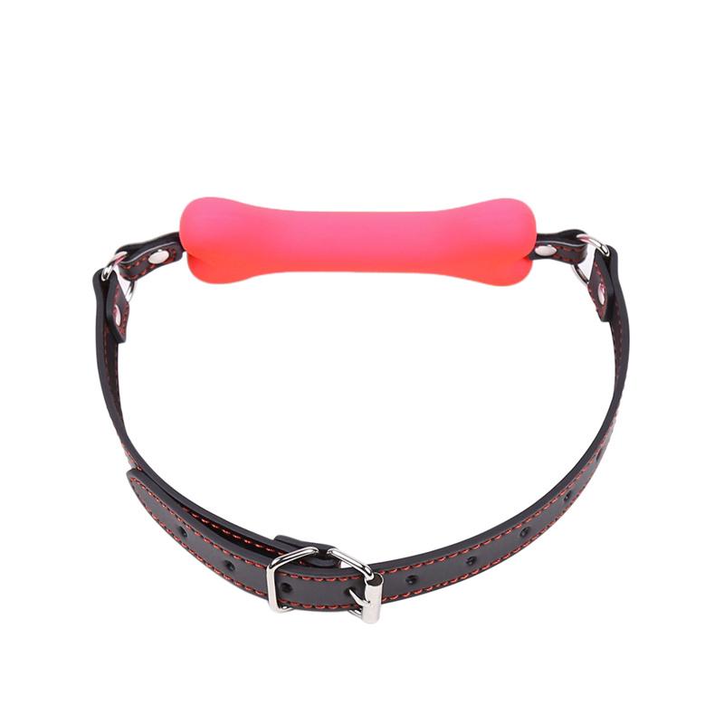 Cute Solid Leather Harness Mouth Silicone Dog Bone Ball Gag BDSM mouthPlug Couples Flirting Sex Products toys Adult Games