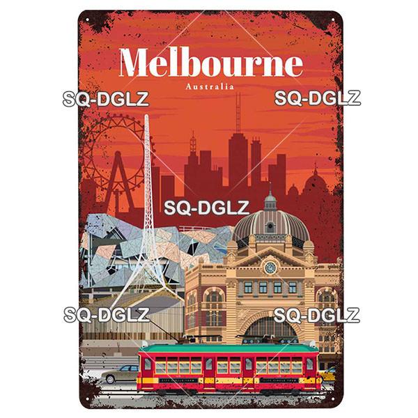 [SQ-DGLZ]Europa Stadt Metall Zeichen Vintage Plaque Platte Dekor Für Pub Bar Wand Dekor Zinn Zeichen Budapest/Moskau/Brügge Poster Geschenk