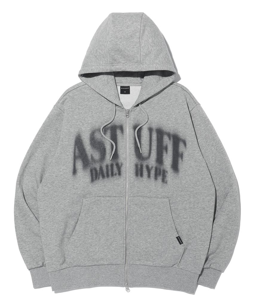 Annoyed Astuff Lettering Zip-Up Hoodie Lq6Tu146_Melange Grey