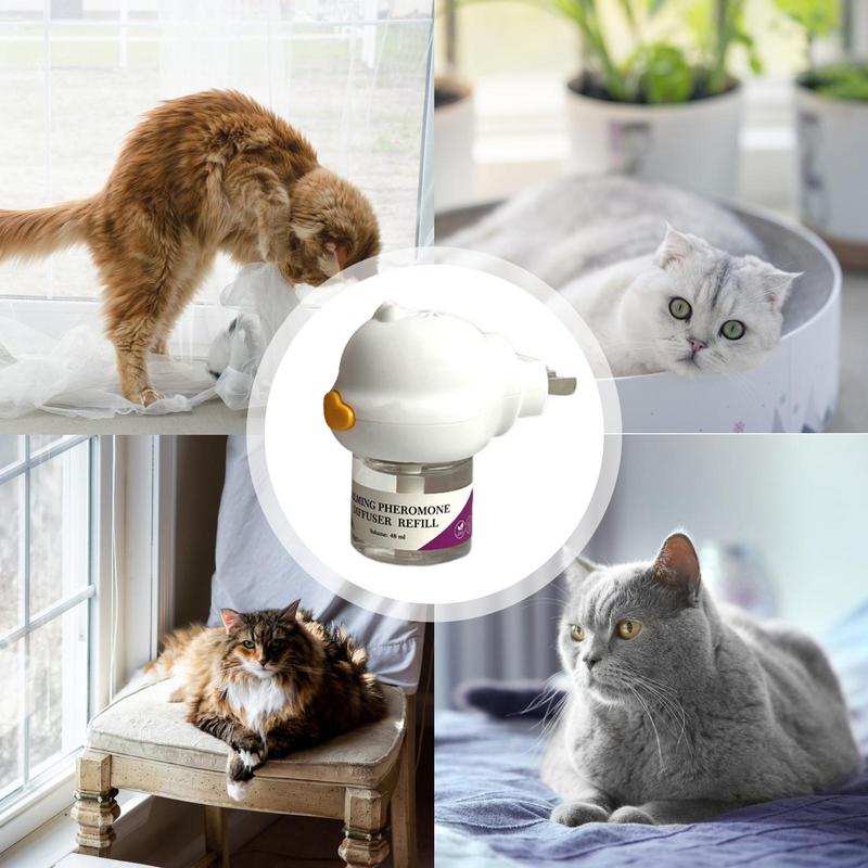 Katzenpheromon Beruhigender Diffusor Katzenpheromon Stecker-Entspanner Start-Set 30-Tage Nachfüllpackung Beruhigendes Spray Für Ruhiges Entspannendes Zuhause