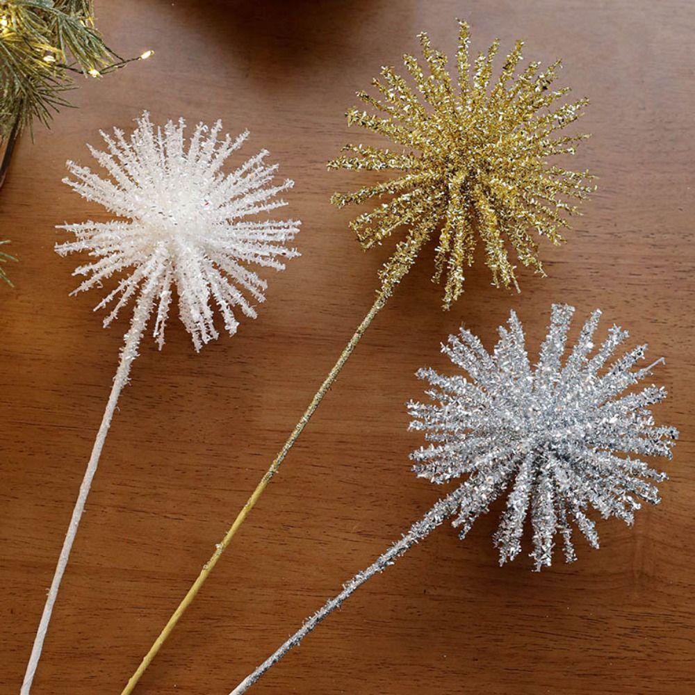 Plastic Christmas Artificial Flowers 45cm Glitter Glitter Fake Flower DIY Simulated Xmas Decorative Flowers Christmas Decor