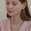 Lewe Tie Ribbon Pearl Necklace (Silver/Gold)