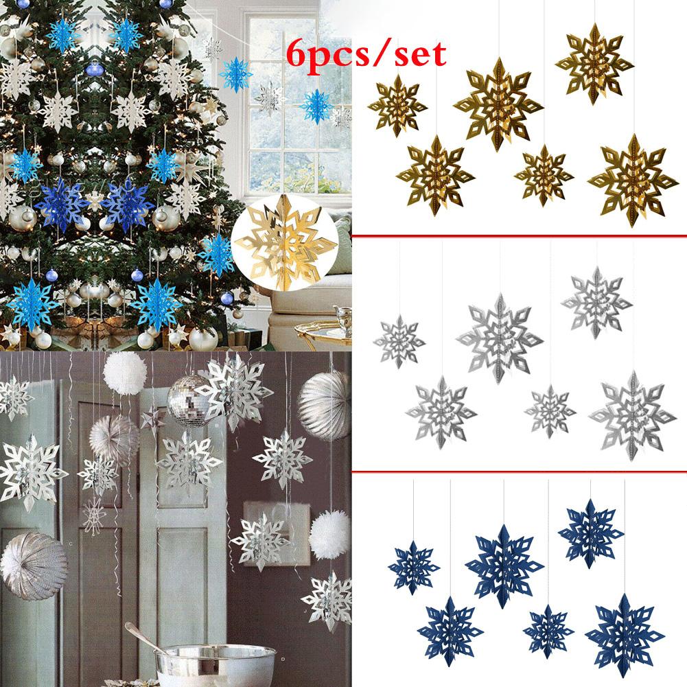 6pcs Christmas 3D Snowflake Charm Christmas Ceiling Decoration For Festive Atmosphere Decoration Festive Decoration