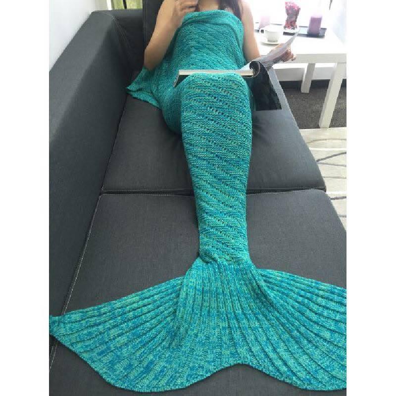 Tail Mermaid Fish Knitted Blanket Warm Solid Color Quilt Bedroom Gift Fashion