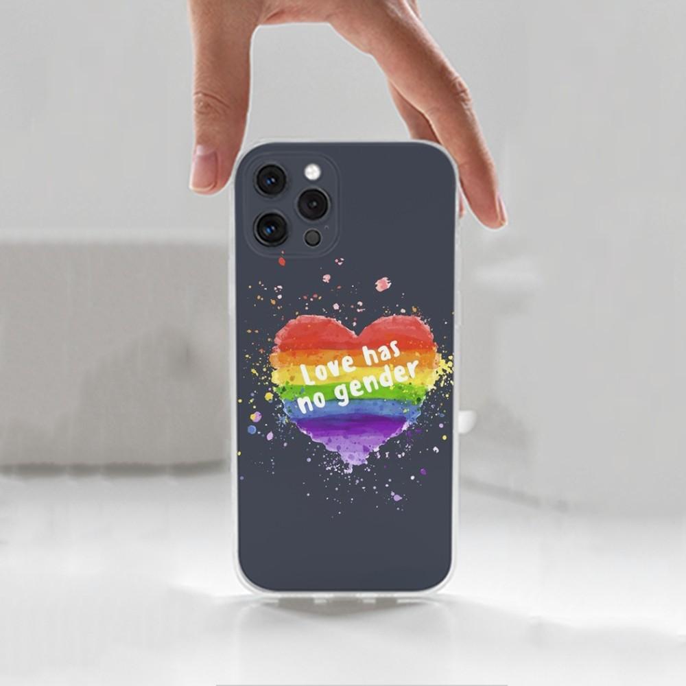 L-Lesbian LGBT Rainbow Pride Phone For iPhone 16,15,14,13,12,11 Plus,Pro,Max,XR,XS,X,7,8 Plus,SE,Mini,Transparent,Silicone Case