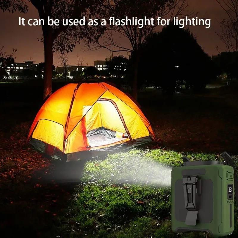 Portable Waist Fan Rechargeable Wearable Shirt Fan with LED Light 5 Speed for Outdoor Jobsite Camping Travel As Power Bank