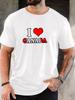 Unisex I Love Canada Heart Letter Graphic Crew Neck Short Sleeve Oversized Loose Casual Summer Streetwear Daily Basic Soft Tee