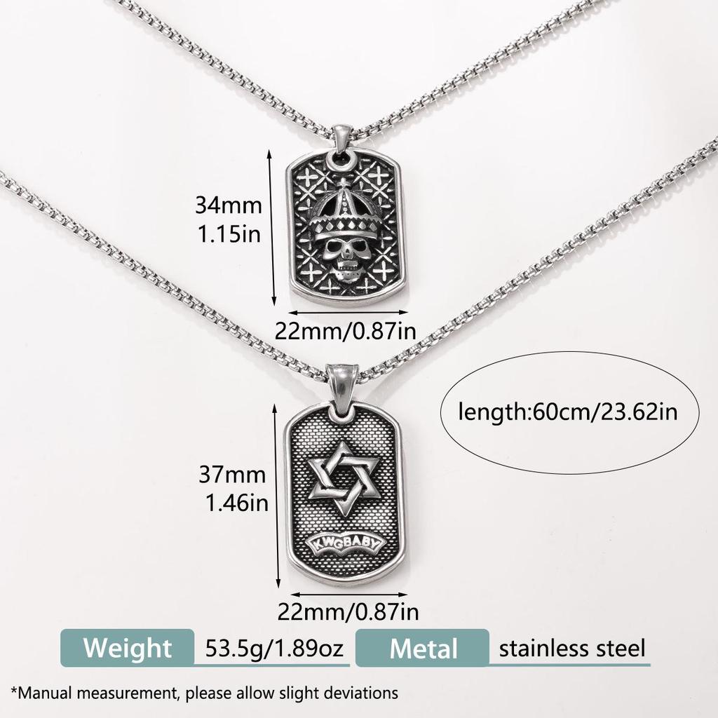 Hexagram Pendant Stainless Steel Men's Necklace - Hip Hop Style