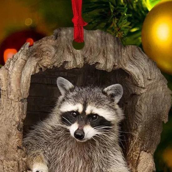 Forest Animal Christmas Ornament 2D Acrylic Owl Raccoon Koala Squirrel Xmas Tree Hanging Decoration for Tree Home Party Decor