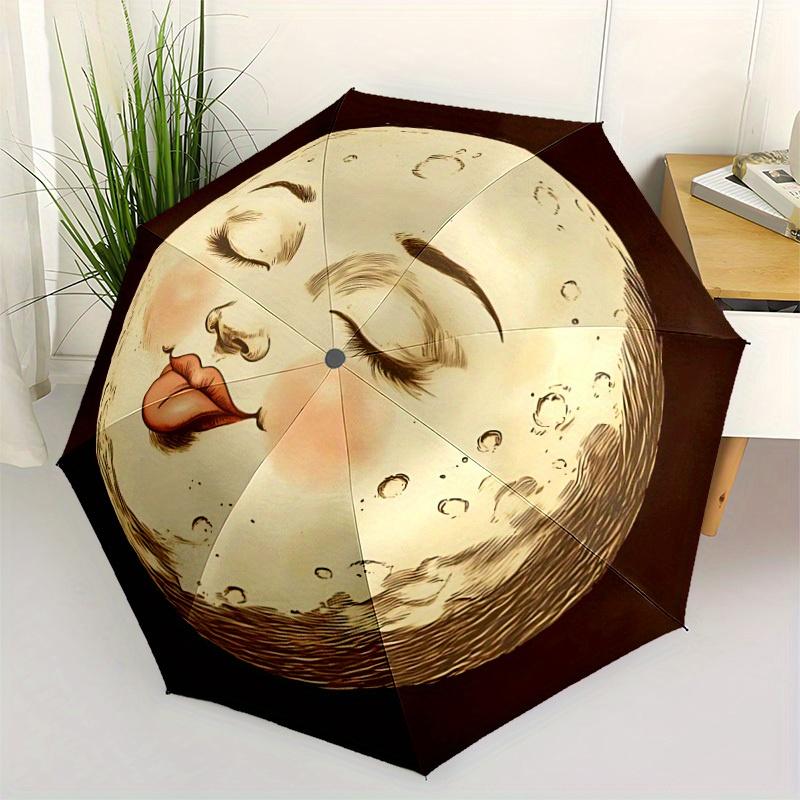 1pc Abstract Expression Automatic Open/Close Umbrella with Windproof, Functional Design, 8-Rib Sturdy Canopy