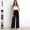Modische Hose für den Arbeitsplatz, für Damen, lässig, weites Bein, hohe Taille, Hose mit Gürtel, Temperament, Sommer, Pendlerhose