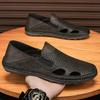 Fashion Outdoor Sandals for Men Summer Slip on Shoes Microfiber Leather Male Casual Shoes Hollow Out Loafers Breathable Driving Footwear