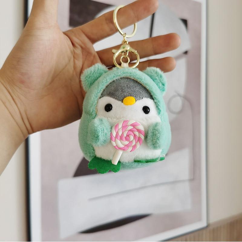 Adorable Penguin Plush Keychain Ice Cream Lollipop Style Bag Charm Stuffed Toy