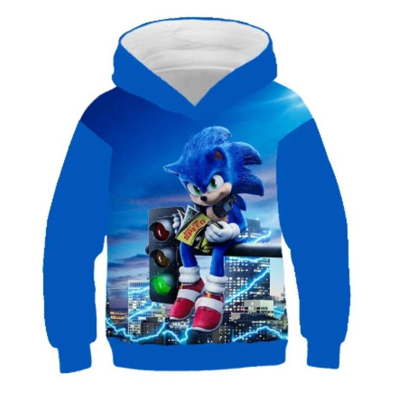 Autumn 3D Sonic the Hedgehog Printed Hoodies Fashionable Casual Sports Long Sleeved Children's Boy Hooded Sweatshirts