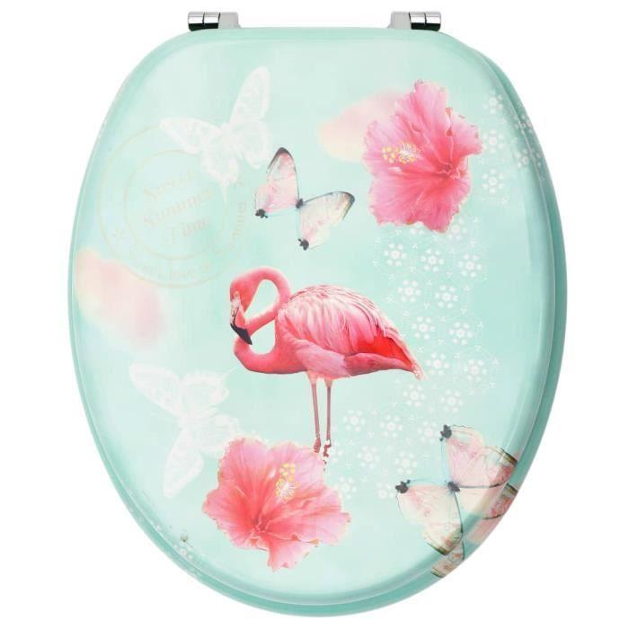 VidaXL Siège de toilette avec couvercle MDF Design de flamant