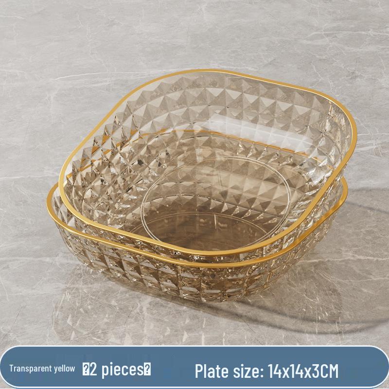 Transparent Gold Rim Fish Bone Dish Holder Set, Easy To Clean, Multipurpose for Living Room