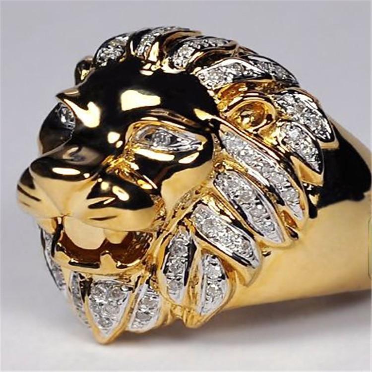 New Domineering Style On Jewelry Gold Lion Head Ring Ring