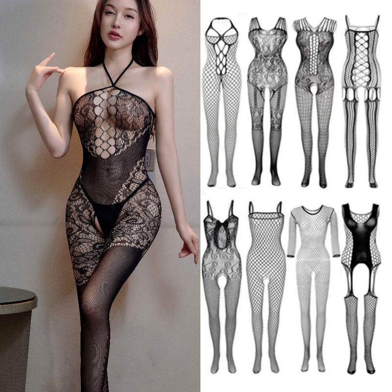 Ženy větší velikosti Žhavé Sexy Body Punčochy Spodní prádlo Květinový vzor Síťované Body Punčochy Body Spodní prádlo Punčochové kalhoty Spodní prádlo Punčochové kalhoty Sexy kostýmy