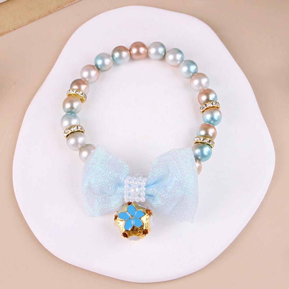 Colorful Cat Puppy Collar Princess Style Cat Neck Chain Cute Pet Pearls Bowknot Necklace  Puppy