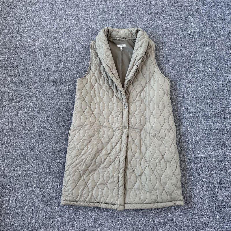 

Экспорт Европейский и Американский Однобортный Жилет Сверхлегкий Большого Размера Женский Средней Длины Длинный Однобортный Свободный Повседневный Осенне-Зимний Жилет M shallow army green corrugated vest M