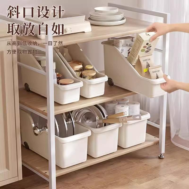 Multifunctional Kitchen Storage Box with Wheels for Pots Spices Utensils Countertop Cabinet Organizer