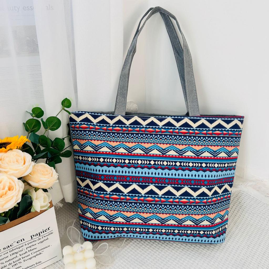 Women's Shoulder Bag Printing Pattern Small Canvas Shopping Bag Handbag Casual Bucket Female Outdoor Pocket
